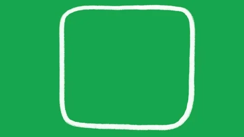 Hand-Drawn White Square Frame 2D Animation on Green Screen | Animated Box Border Stock Footage 336104172