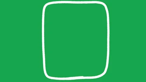 Hand-Drawn White Square Frame 2D Animation on Green Screen | Animated Box Border Vídeos de archivo 336104202