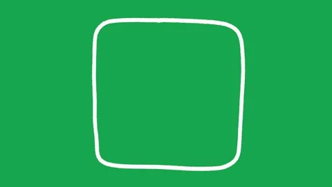 Hand-Drawn White Square Frame 2D Animation on Green Screen | Animated Box Border Stock Footage 336104253
