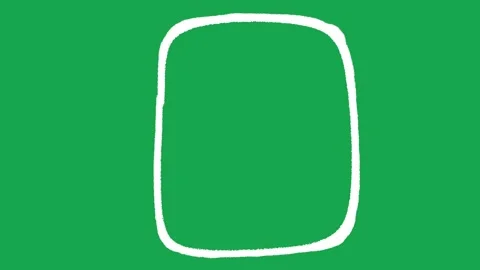 Hand-Drawn White Square Frame 2D Animation on Green Screen | Animated Box Border Stock Footage 336104294