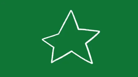 Hand-Drawn White Star Shape 2D Animation on Green Screen | Playful Doodle Star  Stockbeeldmateriaal 334608934