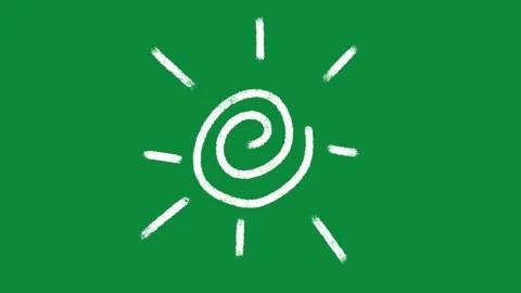 Hand Drawn White Sun Spiral Animation on Green Screen Summer Energy Video Vidéo 334608573