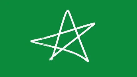 Hand Drawn White Tall Sketch Star Animation on Green Screen Vertical Rank  Vidéo 334608540