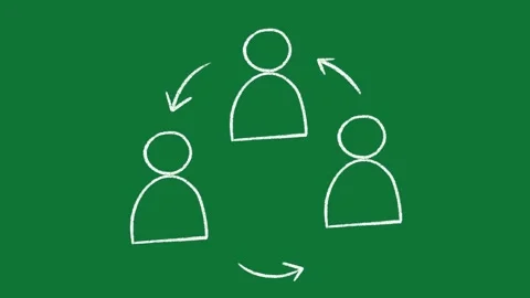 Hand-Drawn White Team People 2D Animation on Green Screen | Animated Community  Stockbeeldmateriaal 334608920