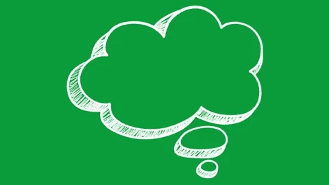 Hand Drawn White Thought Bubble Sketch 2D Animation Green Screen Stock Footage 341798449