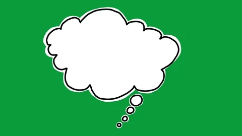 Hand Drawn White Thought Bubble Black Outline 2D Animation Green Screen Stock Footage 341798784