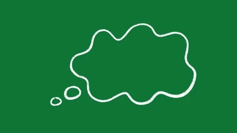 Hand-Drawn White Thought Cloud 2D Animation on Green Screen | Animated Thinking  Stockbeeldmateriaal 334609043