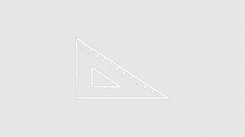 Hand Drawn White Triangle Ruler Doodle Animation Seamless Loop on Transparent Stock Footage 342587813