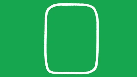 Hand-Drawn White Vertical Rectangle on Green Screen | Animated Border Stock Footage 336104080