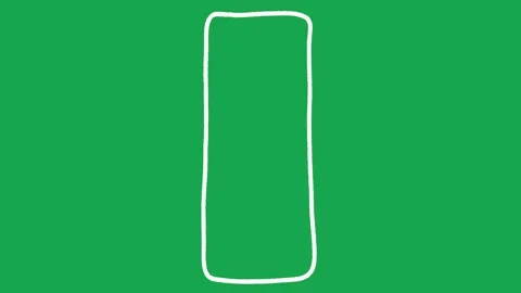 Hand-Drawn White Vertical Rectangle on Green Screen | Animated Border Видео 336104138