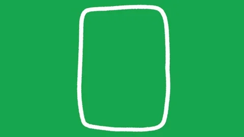 Hand-Drawn White Vertical Rectangle on Green Screen | Animated Border Stock Footage 336104155