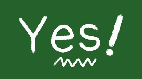 Hand-Drawn White Yes Text Animation with Exclamation | Bold Agreement Stock Footage 329940715