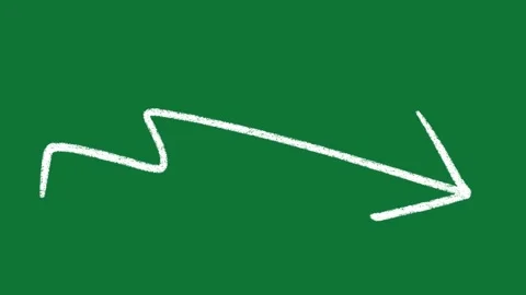 Hand-Drawn White Zigzag Arrow 2D Animation on Green Screen | Animated Dynamic Stockbeeldmateriaal 334609042