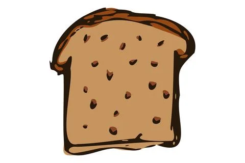 Hand Drawn Wholegrain Bread Slice Vector Illustrazione stock