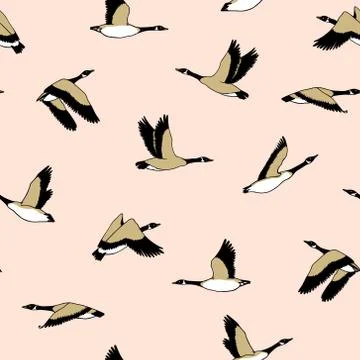 Hand drawn wild goose pattern Stock Illustration