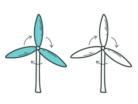 Hand drawn windmill, isolated illustration Ilustración de archivo