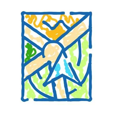 Hand drawn windmill line art generating clean energy Stock Illustration