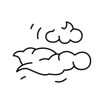 Hand drawn windy clouds moving across sky Stock Illustration
