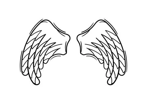 Hand drawn wings 2 Stock Illustration