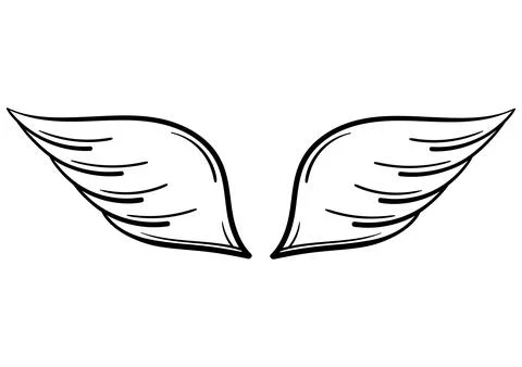Hand drawn wings Stock Illustration