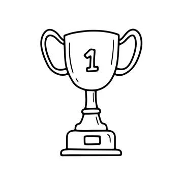 Hand drawn winner trophy isolated on white background. Sport winner prize sketch Stock Illustration
