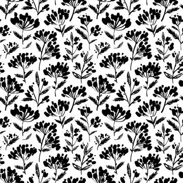 Hand drawn winter berry branches seamless pattern. Stock Illustration