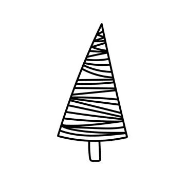 Hand drawn winter Christmas tree. Vector illustration of doodles Stock Illustration