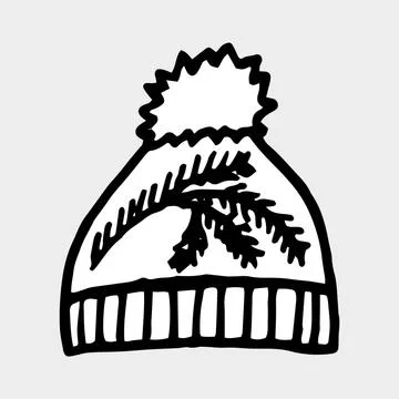 Hand Drawn winter hat doodle. Sketch style icon. Stock Illustration