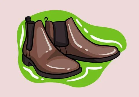 Hand drawn winter men boot. Flat Winter boot design Stock Illustration