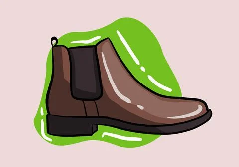 Hand drawn winter men boot. Flat Winter boot design Stock Illustration