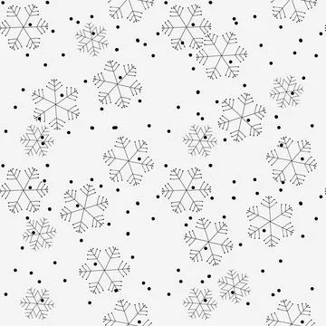 Hand drawn winter seamless patterns. Doodle Christmas, Noel, New Year backd.. Stock Illustration