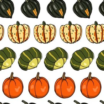 Hand drawn winter squash pattern Stock Illustration