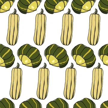 Hand drawn winter squash pattern Stock Illustration