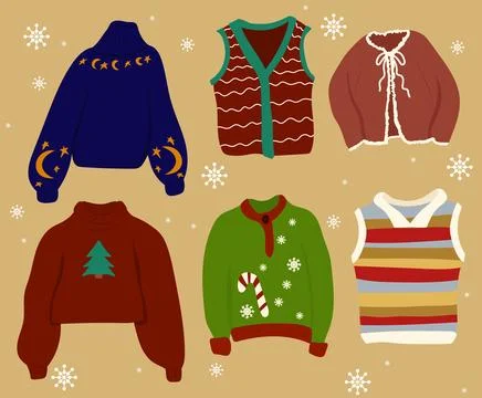 Hand Drawn Winter Sweaters Set Stock Illustration