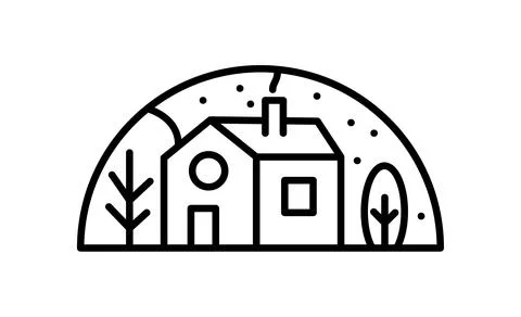 Hand drawn winter vector constructor logo in half round frame. Christmas advent Stock Illustration