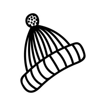 Hand drawn winter warm head hat. Doodle vector illustration Stock Illustration