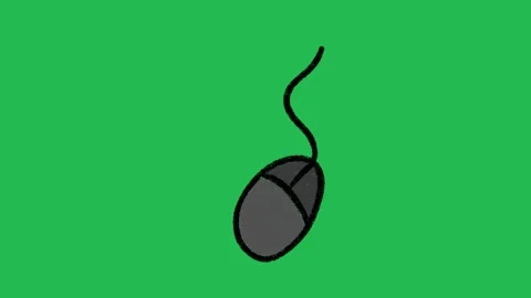 Hand-Drawn Wired Computer Mouse | 2D Animated PC Peripheral on green screen  Stock Footage 333983004
