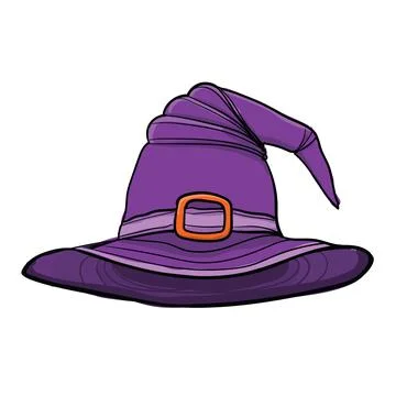 Hand-drawn witchs hat on white background Stock Illustration