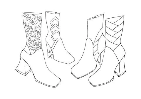 Hand-drawn womens boots Stock Illustration