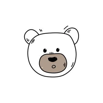 Hand drawn wonder bear face doodle style, vector illustration Stock Illustration