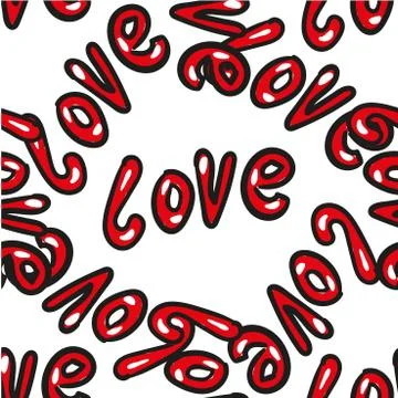 Hand drawn word love vector seamless pattern on white background for Saint Stock Illustration