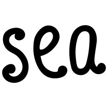 Hand Drawn Word - Sea. Vector Lettering Quote. Stock Illustration