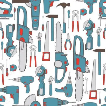 Hand drawn working instrument set Stock Illustration