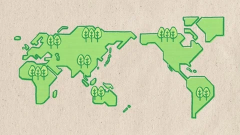 Hand drawn world map on fabric background Stock Footage 310596241