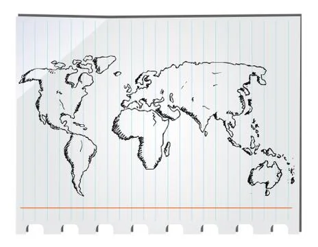Hand drawn world map Stock Illustration