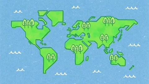 Hand drawn world map on paper background Stock Footage 310596032