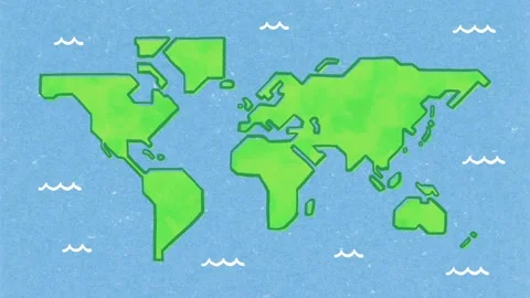 Hand drawn world map on paper background 動画素材 310596087