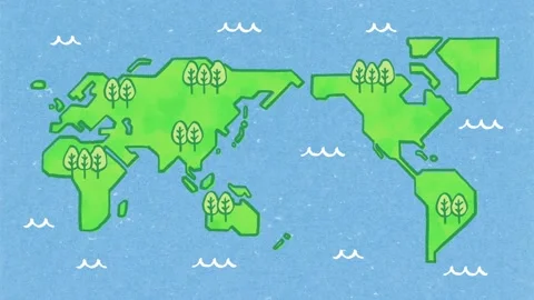 Hand drawn world map on paper background 動画素材 310596221