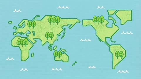 Hand drawn world map on paper background 動画素材 310596239