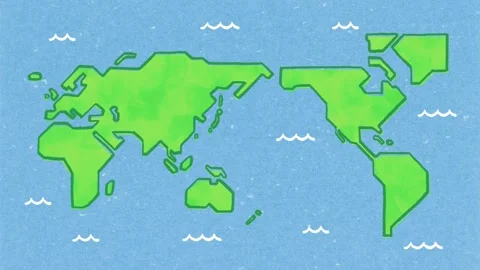 Hand drawn world map on paper background 動画素材 310596297